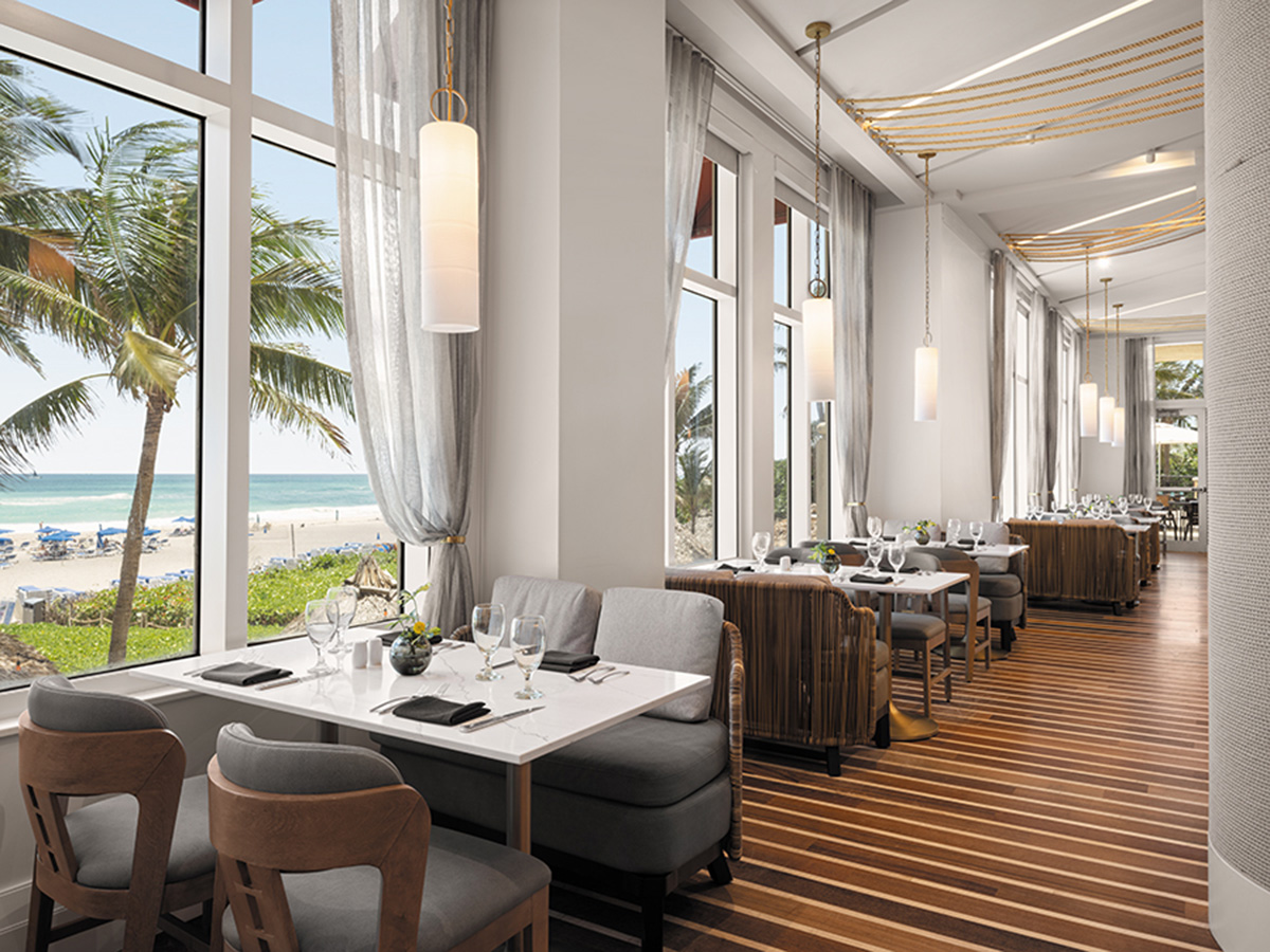 Elegant dining room prepared for evening service